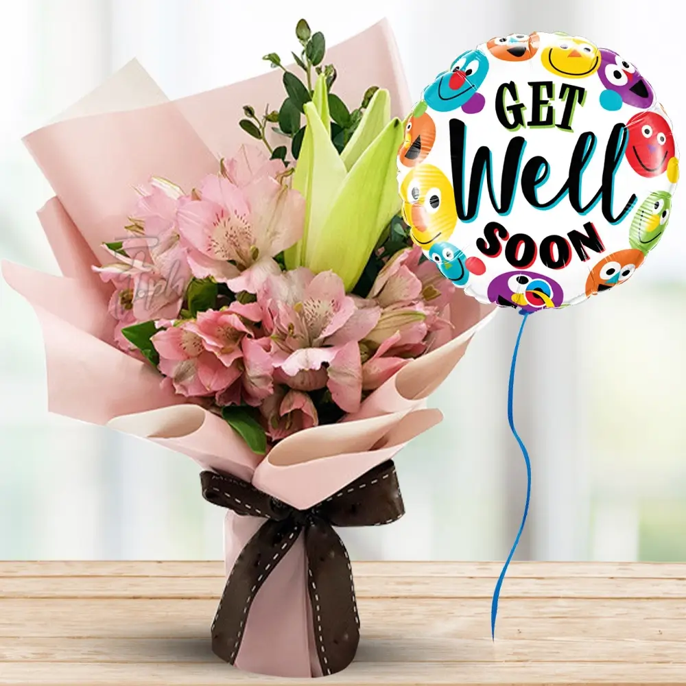 Lilies Alstro with foil balloon