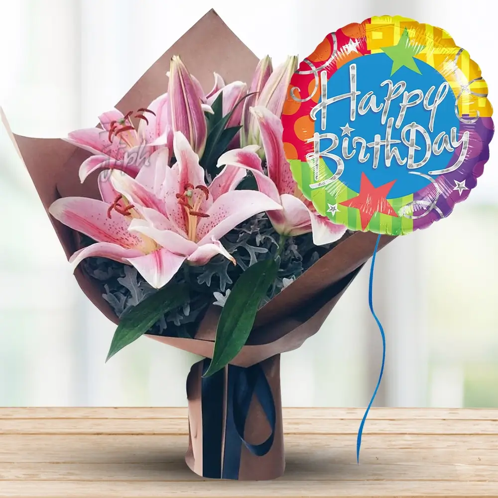Pink Lilium with Balloon