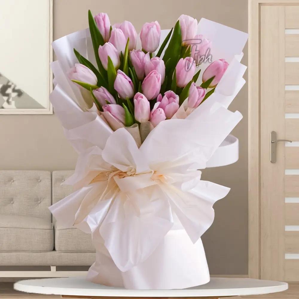 Tulip Flower Bouquet In Vase Embroidery Patch – Applique – DIY Craft