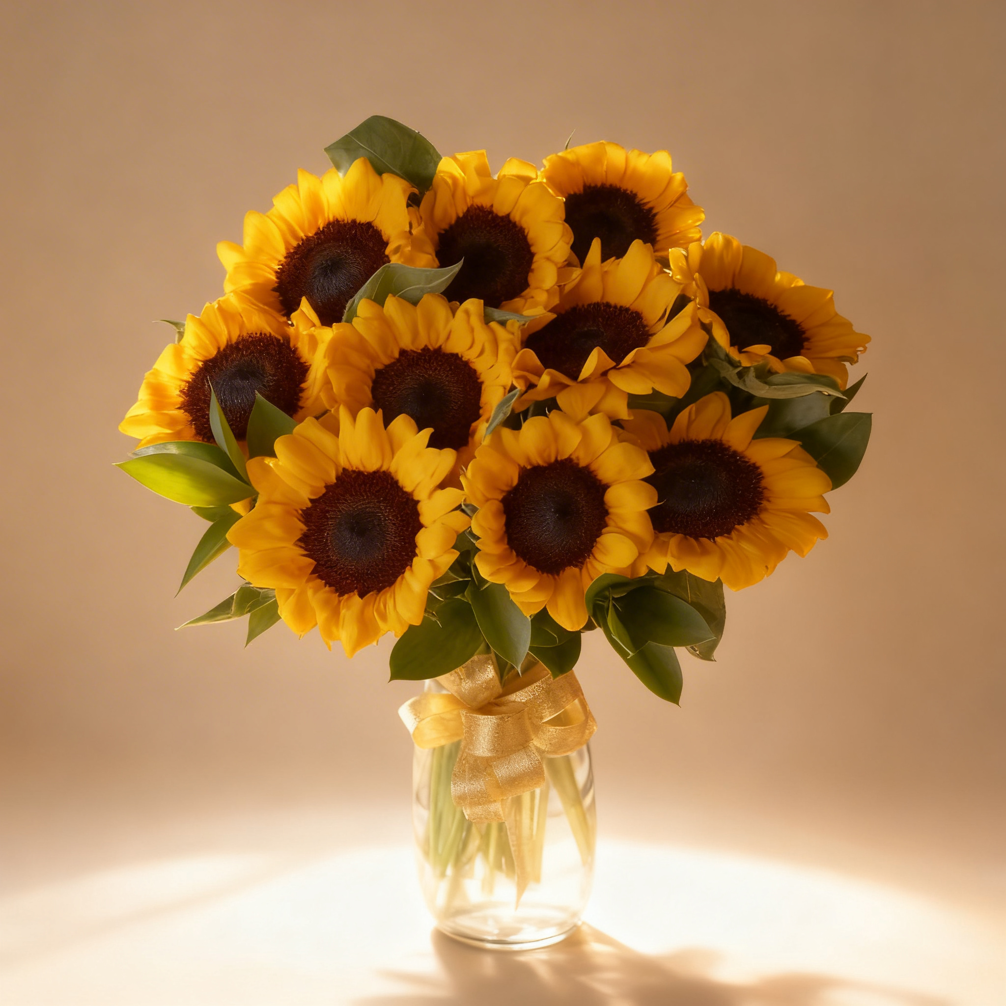 Sunflowers in glass vase