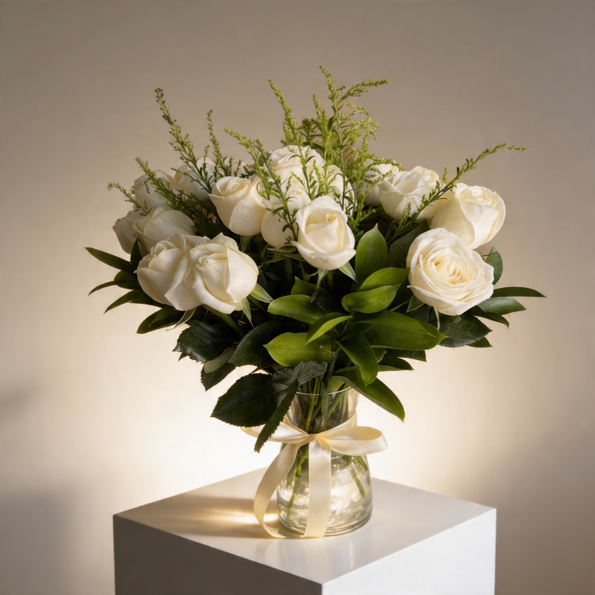 White Rose Vase Arrangement