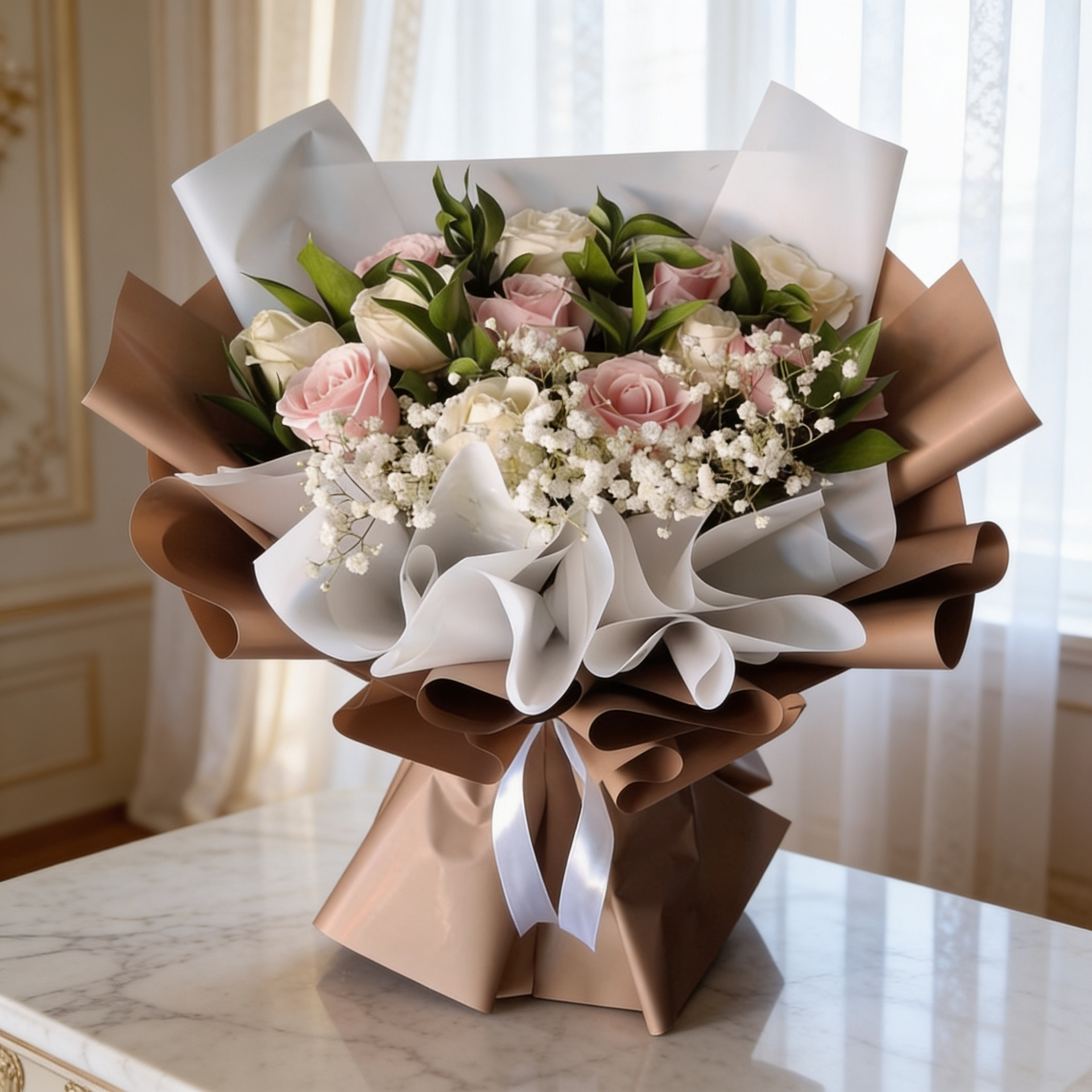 Pink & White Roses Bouquet