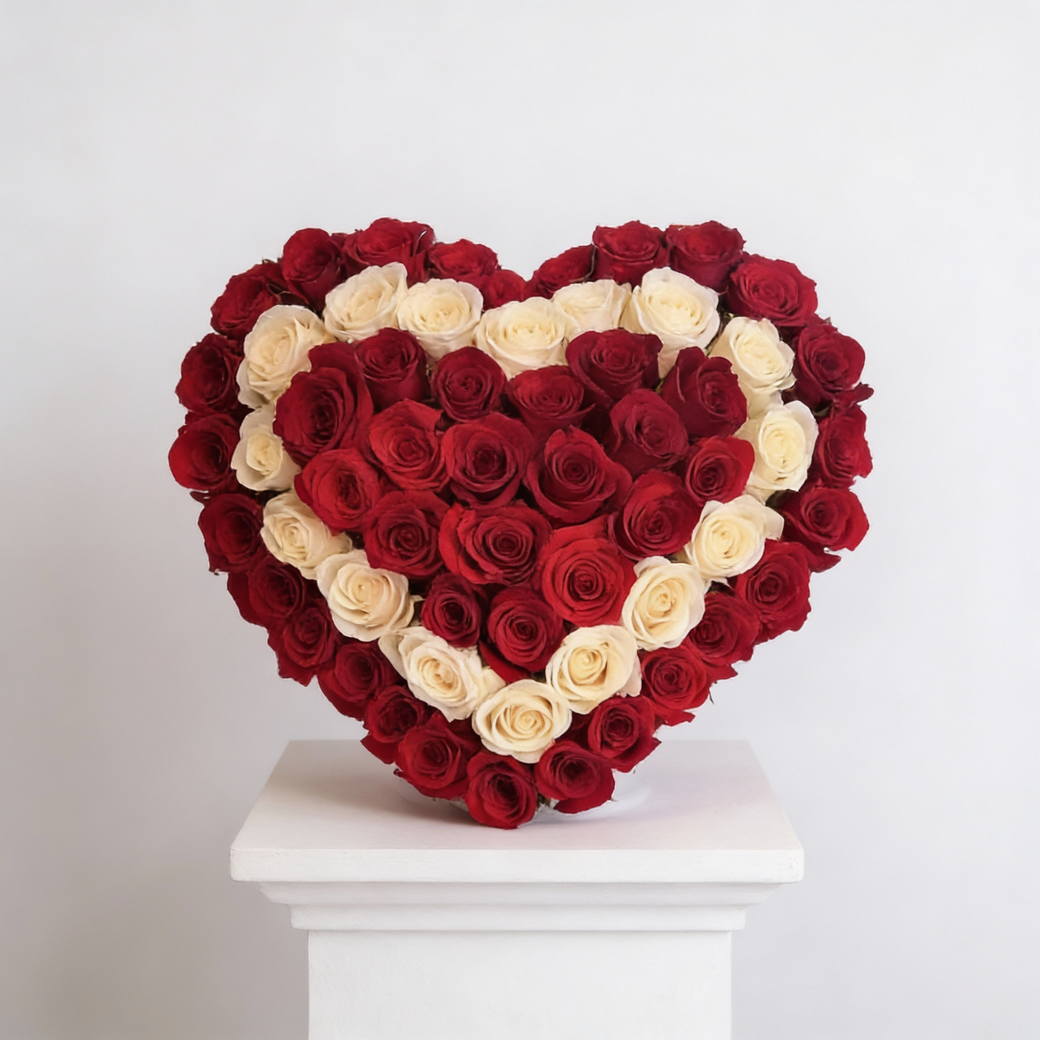 White & Red Roses in Box