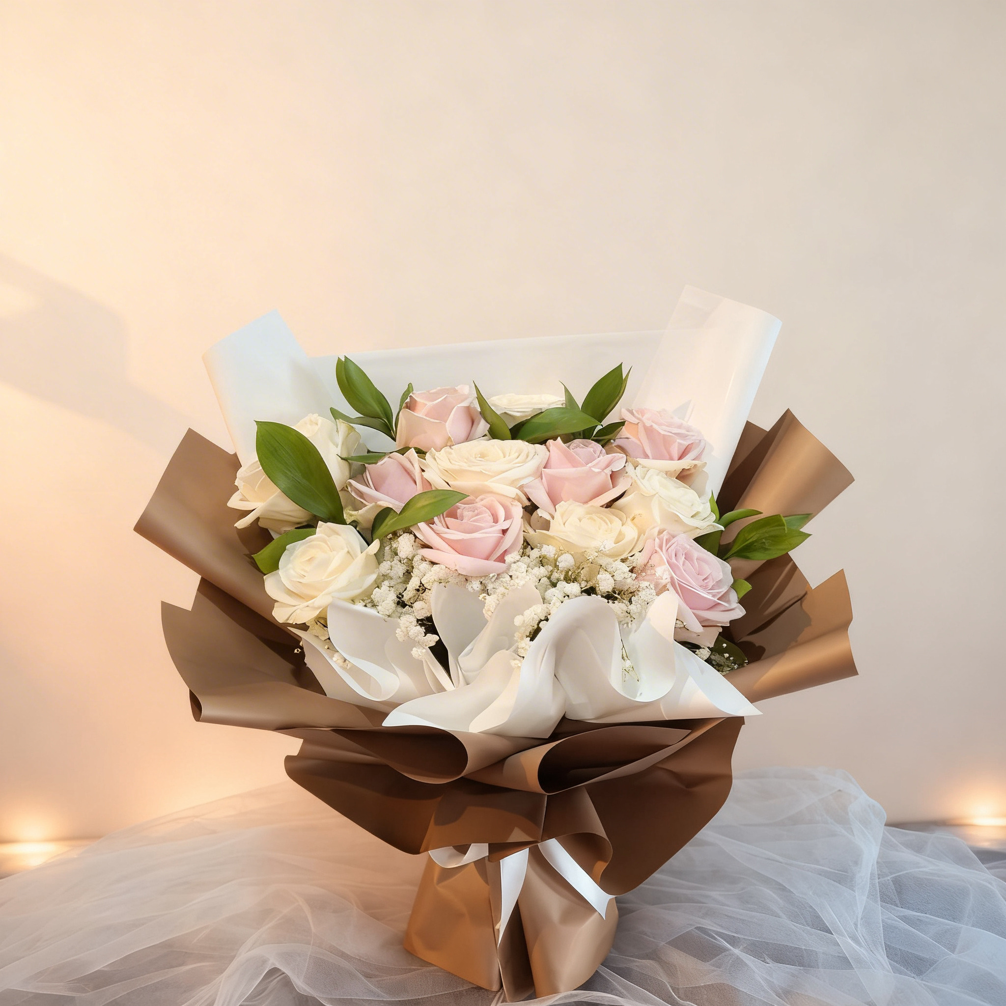 Bouquet of Pink & White Roses