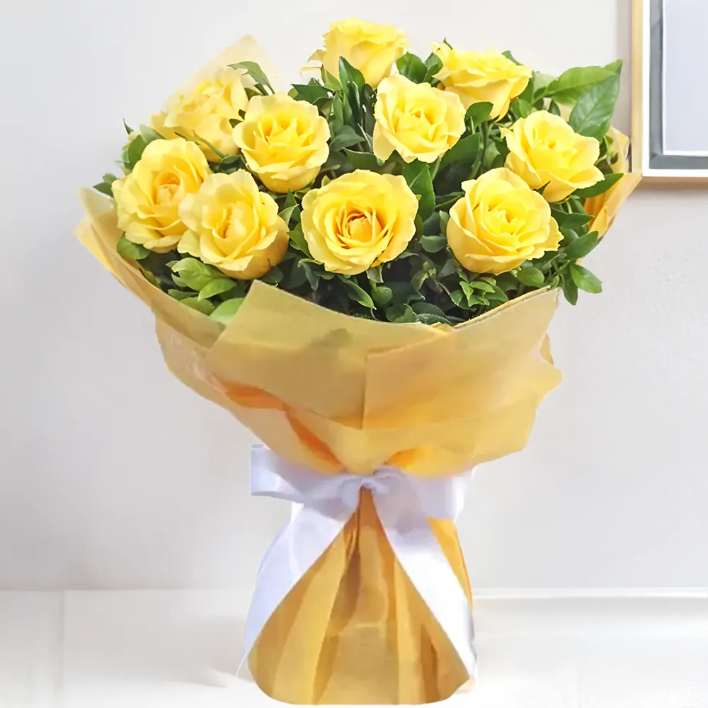 10 Yellow roses bouquet