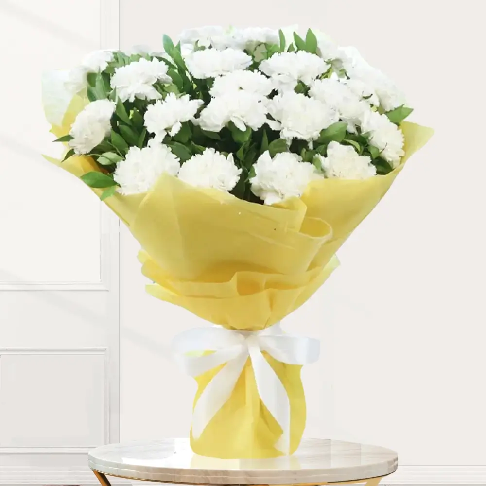 Bouquet of 20 white carnations